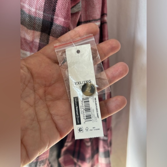 NWT No Boundaries Women's Sz XXL Flannel/Sherpa Sweatshirt Pink/Gray Super Soft - Picture 6 of 8